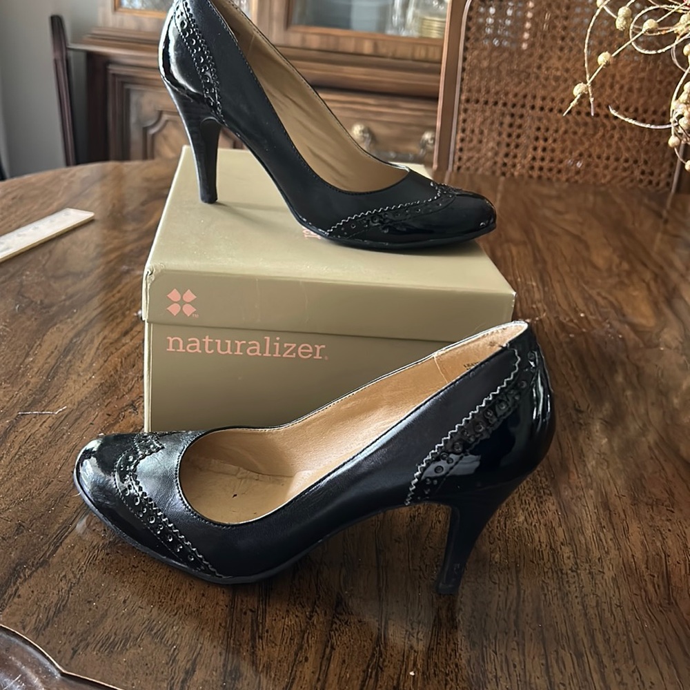 Black three inch heels